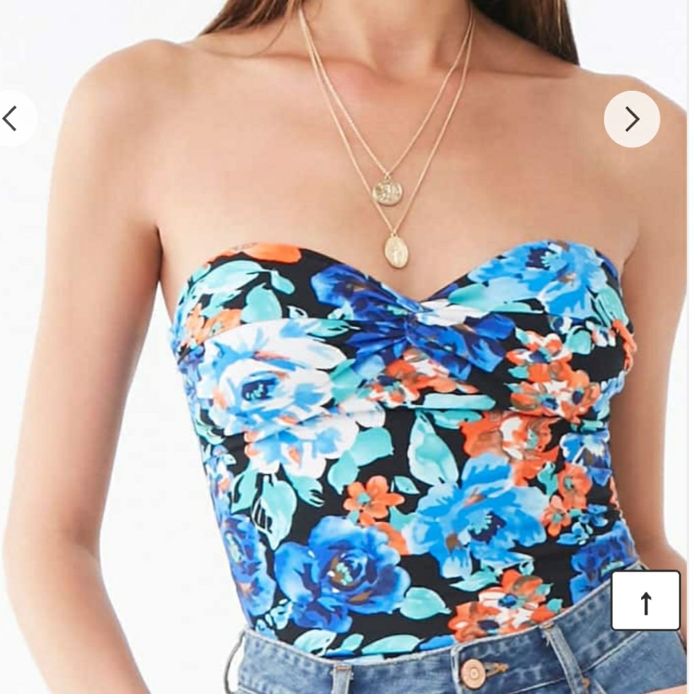 Floral Twist Front Tube Top